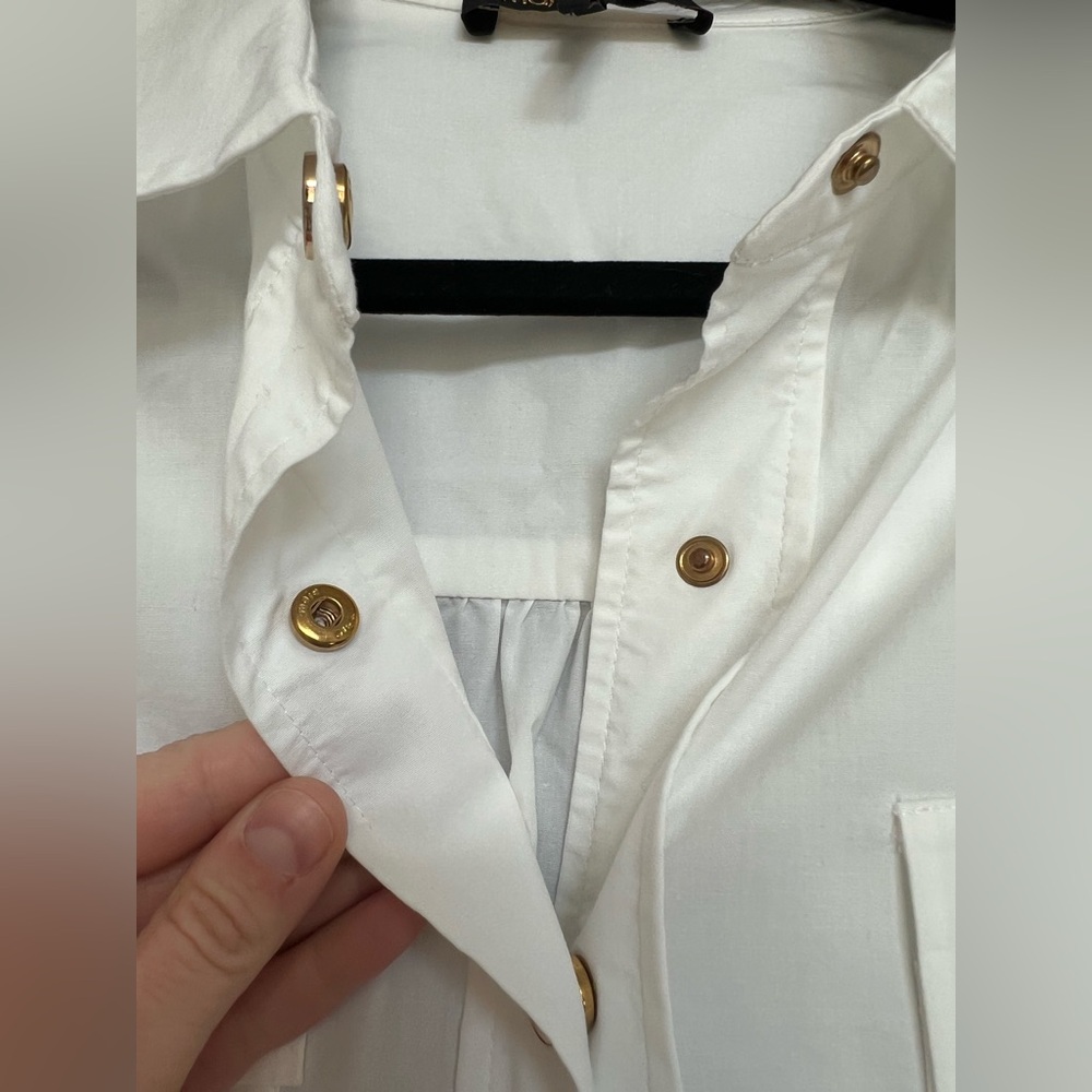 Maje Carlita Cropped Cotton Shirt in White, Size M (2) - Picture 11 of 15